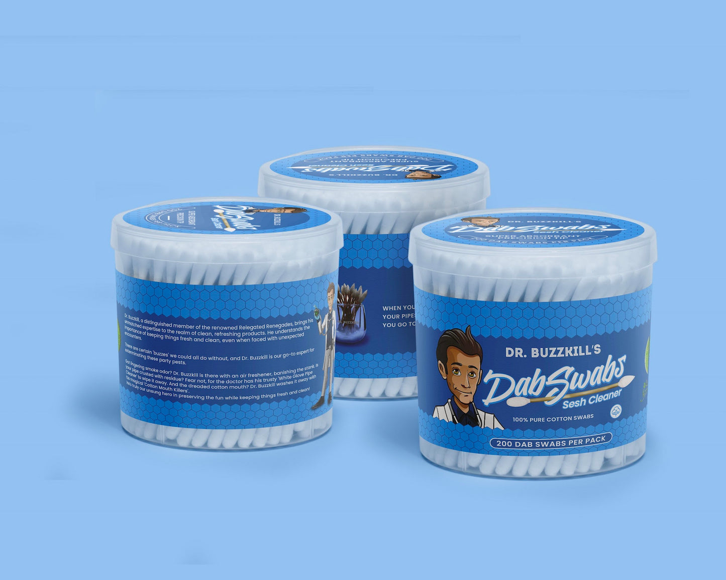 Dr. Buzzkill Doc Swabs: 300 Count Dab Cotton Swabs Tub
