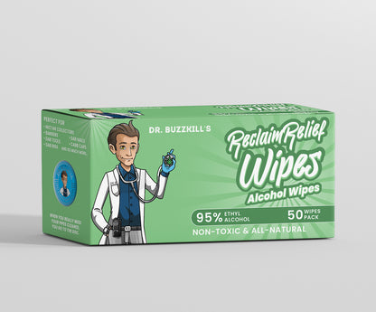 Dr. Buzzkill's Reclaim Relief Wipes: All Natural Ethanol Alcohol - 50 Count