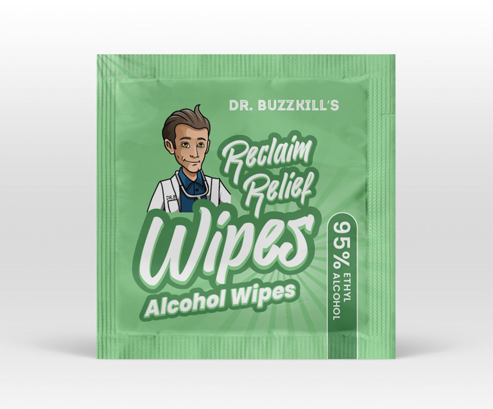 Dr. Buzzkill's Reclaim Relief Wipes: All Natural Ethanol Alcohol - 50 Count