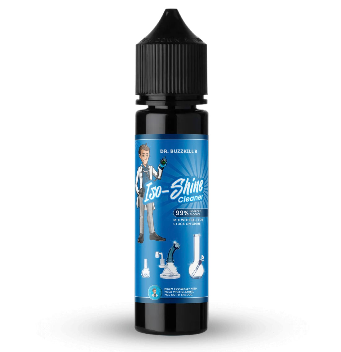 Dr. Buzzkill's Iso-Shine 99.9% Isopropyl Alcohol Cleaner: 2oz Travel Squeeze Bottle