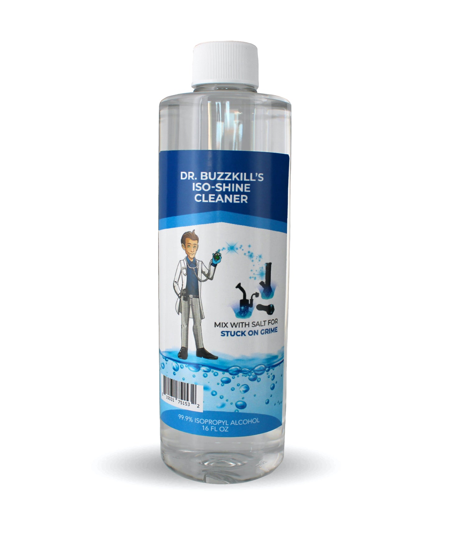 Dr. Buzzkill's Iso-Shine 99.9% Isopropyl Alcohol Cleaner: 16oz Easy-Pour Bottle